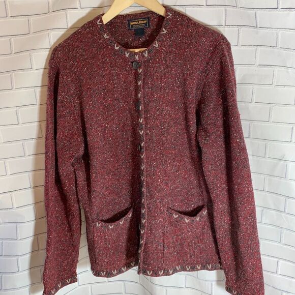 Woolrich VTG Heathered Button Front Cardigan Sz L - Picture 1 of 5